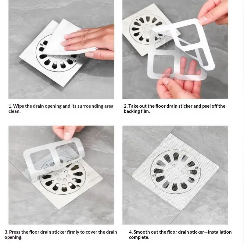 50PCS Disposable Shower Drain Hair Catcher Mesh Shower Drain Covers Floor Sink Strainer Filter Hair Stopper For Bathroom Kitche