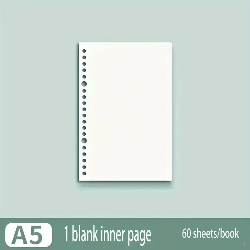 60 Blatt Schreibwaren-Nachfüll-Notizblock, lose Blätter, Papier, A4/B5/A5, Tagebuch, leer/Raster/gefüttert, Schulbedarf, Notizbücher, nützlich – Detail 7