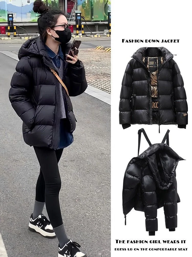 

Korean Style Thickened Warm Short Cotton Jacket with Hood for Couples Winter Outerwear Bread Clothes Casual Streetwear