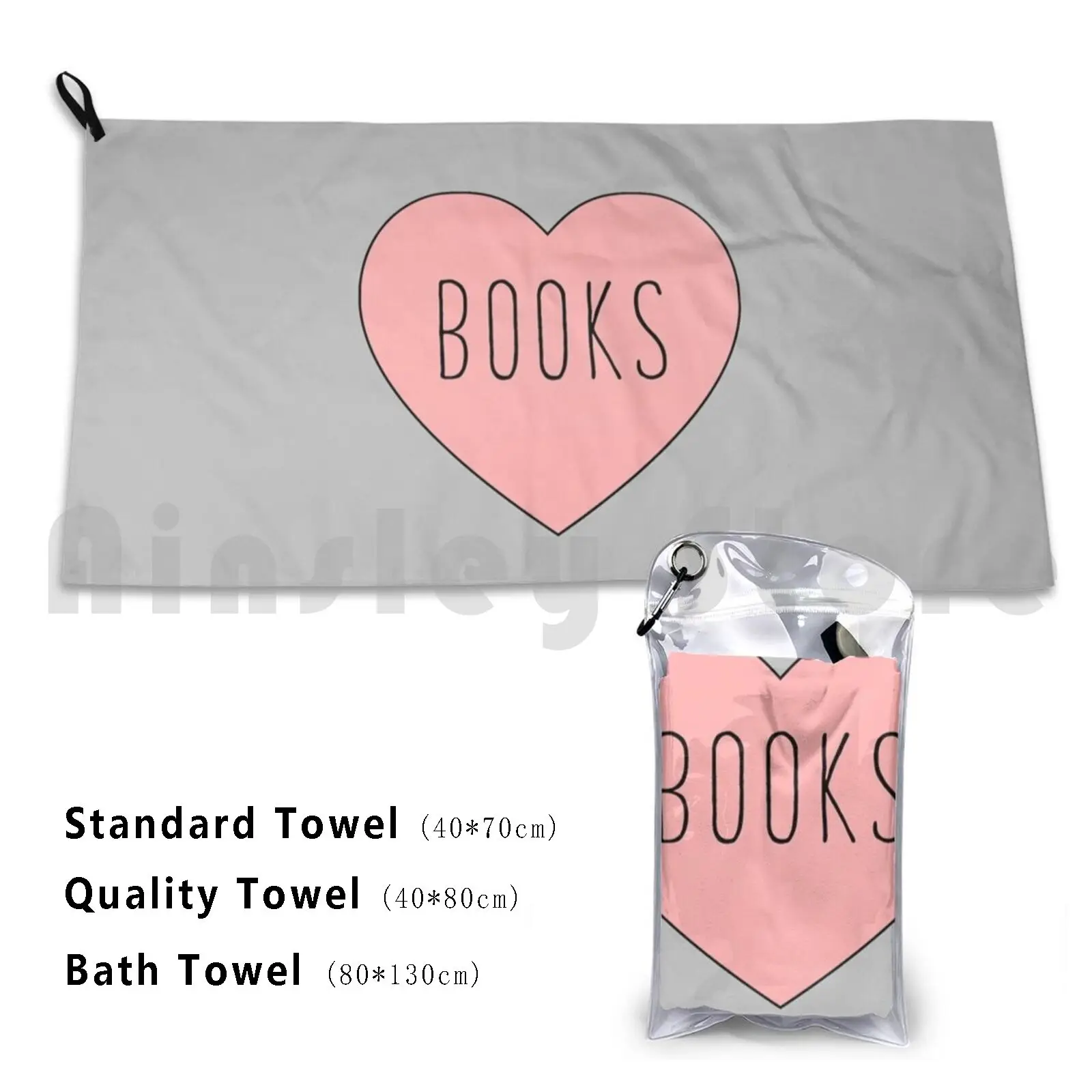 I Love Books Heart Custom Towel Bath Towel Book Books Reading Read Writer Nerd Library Heart Hearts Love