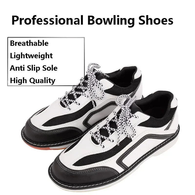 Couple Right Hand Anti-slip Bowling Shoes Women Men Breathable PU Leather Bowling Sneakers Sweat Absorption Soft Athletic Shoes