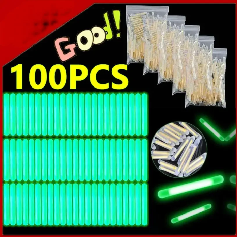

New 2.2-4.5mm Night Fishing Float Rod Lights Dark Glow Stick Useful Fishing Fluorescent Light Glow sticks Accessories 100/50PCS