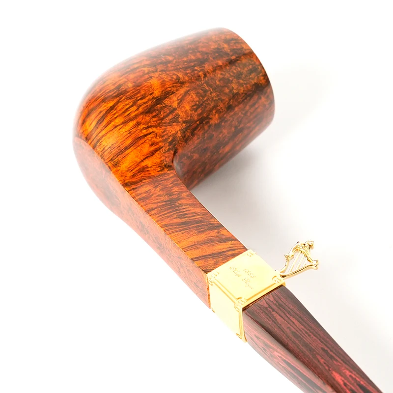 OLDFOX briar tobacco pipe hand-carved pipe Harp Royce pipe metal stand square handle Cumberland pipe mouth