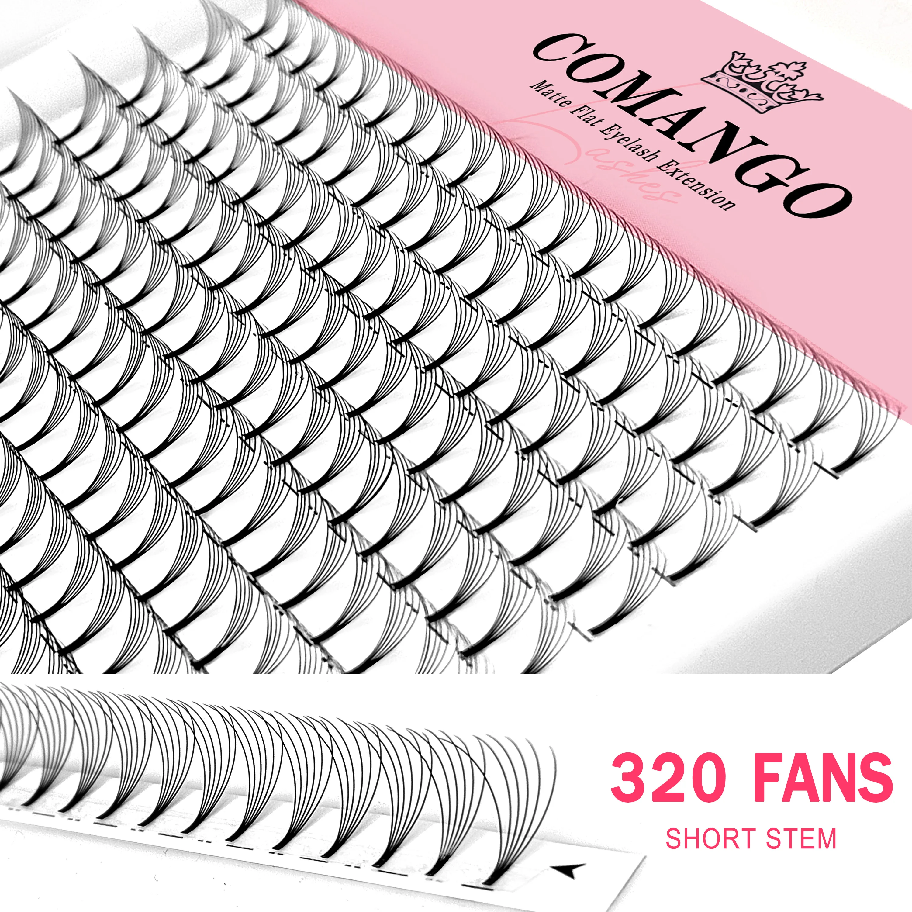 CoMango Wispy Premade Volume Fans 3-10D Individual Lashes Extension Short Stem 320 Fans Faux Mink Pre Made Russian Lashes