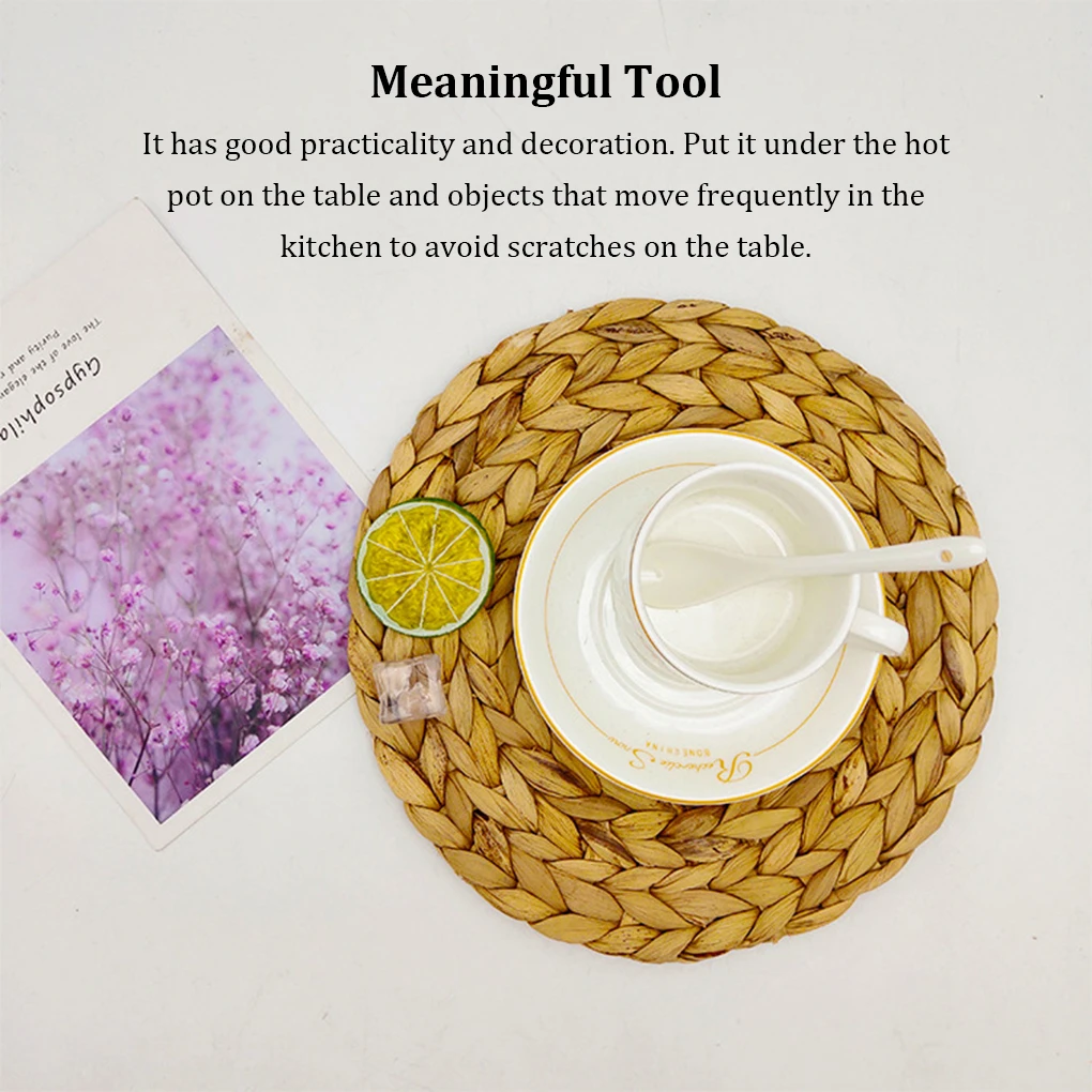 6Pcs Placemats Cup Cushion Table Mats Braid Coaster Woven Insulation Pad Tableware Kitchen Household Dish Supplies