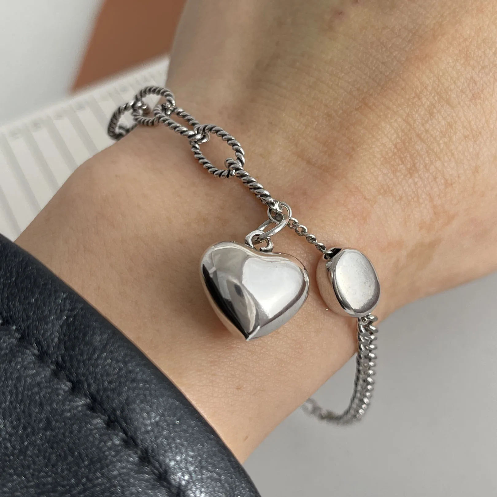 Women's 100% Solid 925 Sterling Silver Retro Bracelet, Vintage