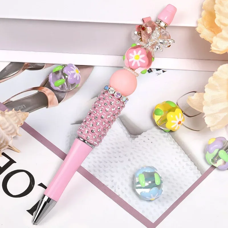 Transparent Hand-painted Flower Round Loose Beads, DIY Handmade Pen, Mobile Phone Chain, Jewelry Accessories, 18mm