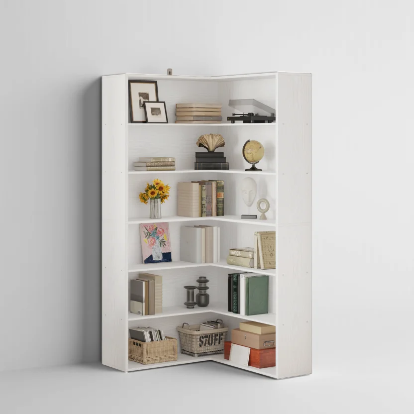 ANCTOR Corner Bookshelf with Baffles, Corner Bookcases 6 Tiers, Etagere Shelf Storage Rack for Living Room, Home Office