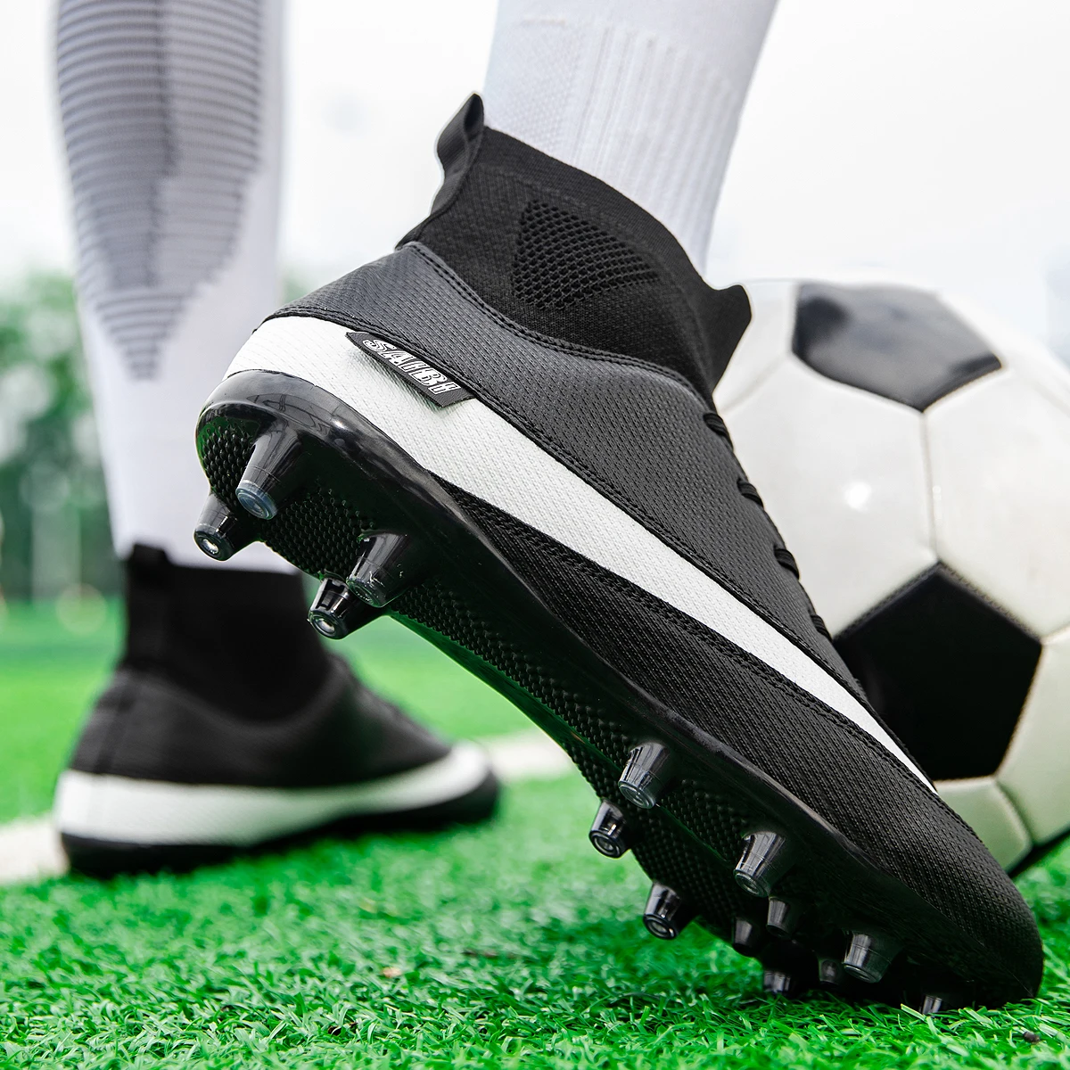 Mannen Jongens Voetbalschoenen Tf/Fg Voetbalschoenen Antislip Schoenplaten Gras Training Sneakers Mannen Outdoor Hoge Top Sport Schoenen