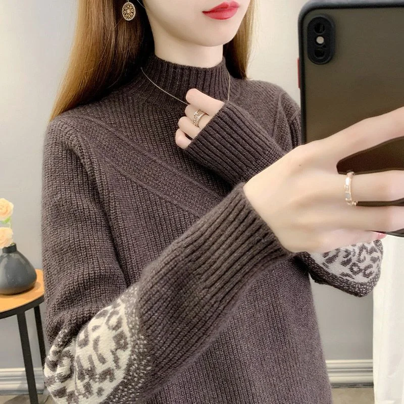 Maglione alto ne lavorato a maglia da donna di fascia alta anti-palla invernale lungo Sve lunghezza regolare sopra la testa Sle Premium Quali Nuovo 2025