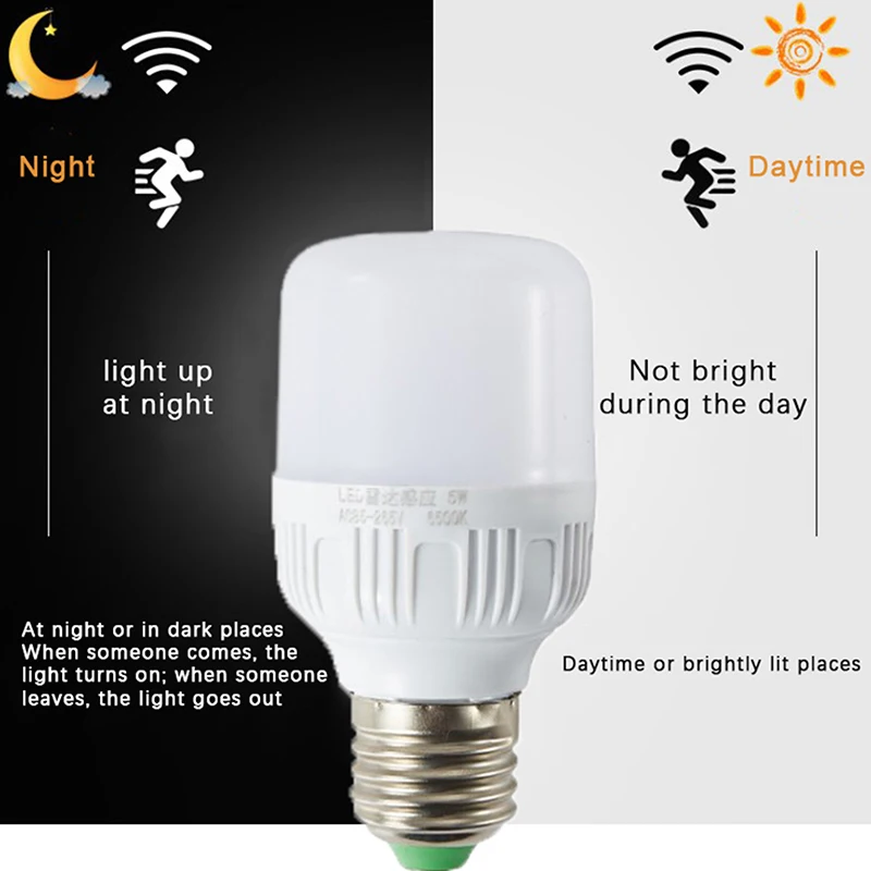 1PC Żarówka LED z czujnikiem radarowym Światło aktywowane ruchem 220V Zewnętrzne światło LED 5W 7W 9W Światło z czujnikiem radarowym Światło z czujnikiem korytarza