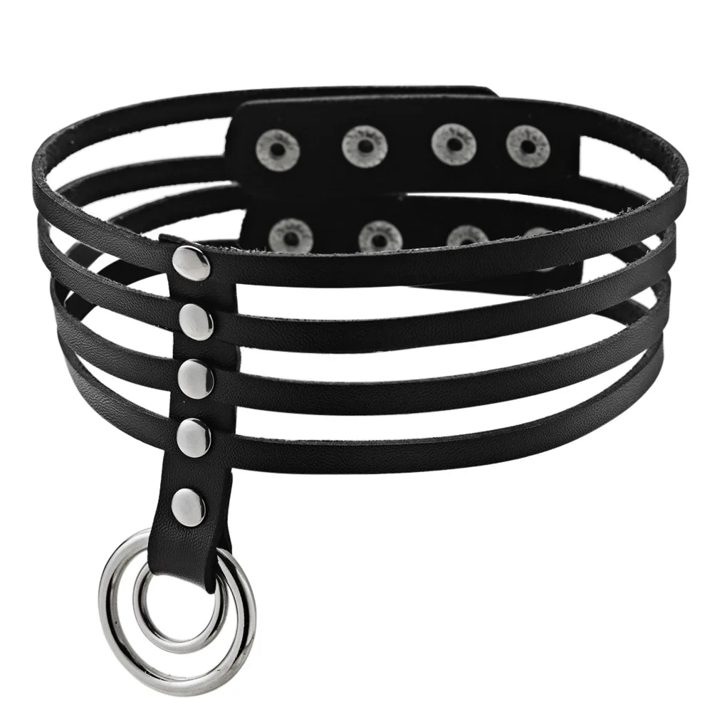 Unique Round Choker Necklace PU Leather Sexy Gift for Women Neckband Gothic Punk Neck Jewelry Sex Toys X633c image 2