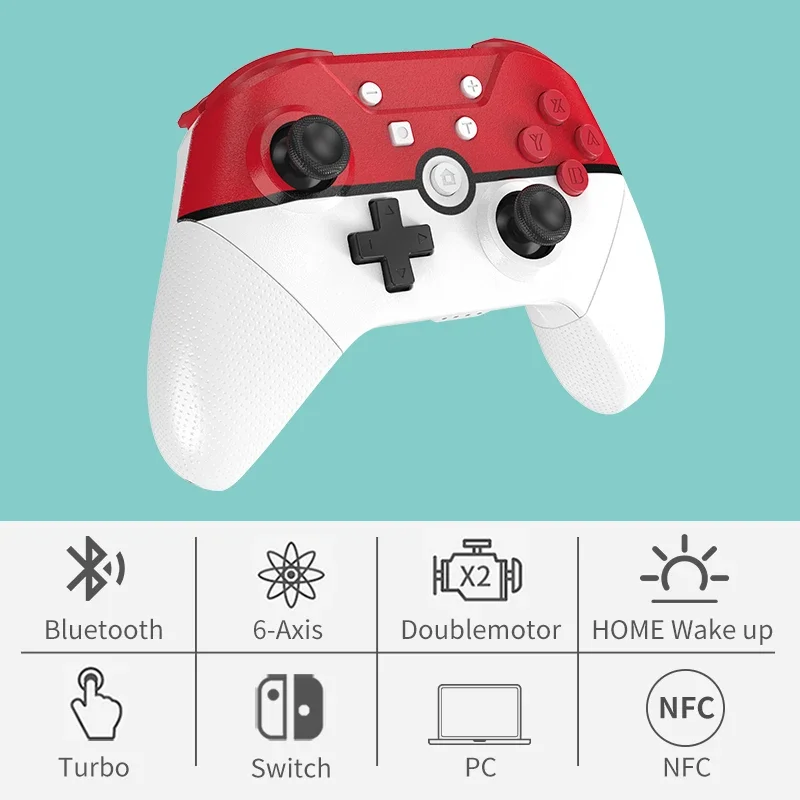 Aolion Wireless Bluetooth Joysticks Gamepad Game Controller for Nintendo Switch Pro NS Lite PC NFC Turbo 6-Axis Doublemotor 3D