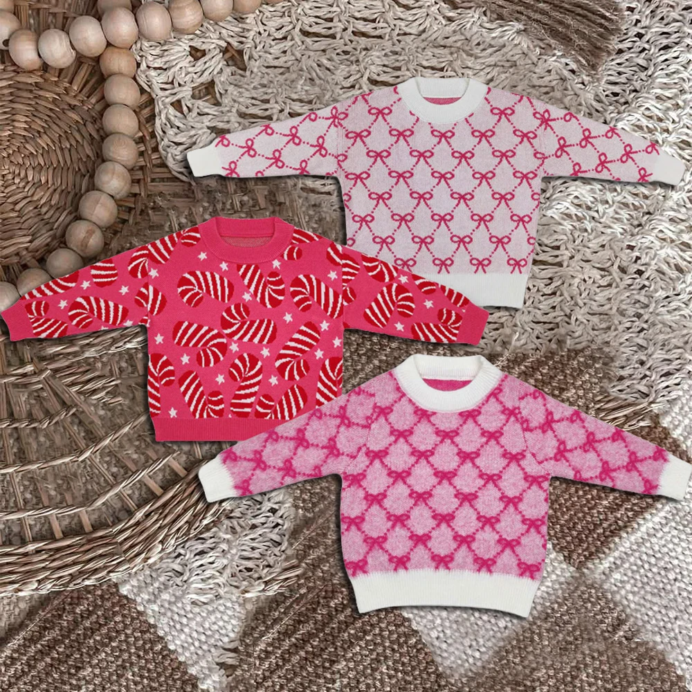 

z814-02 Wholesale kids clothes girl Sibling Matching Winter Christmas long sleeve sweater cardigan Children Boutique clothing