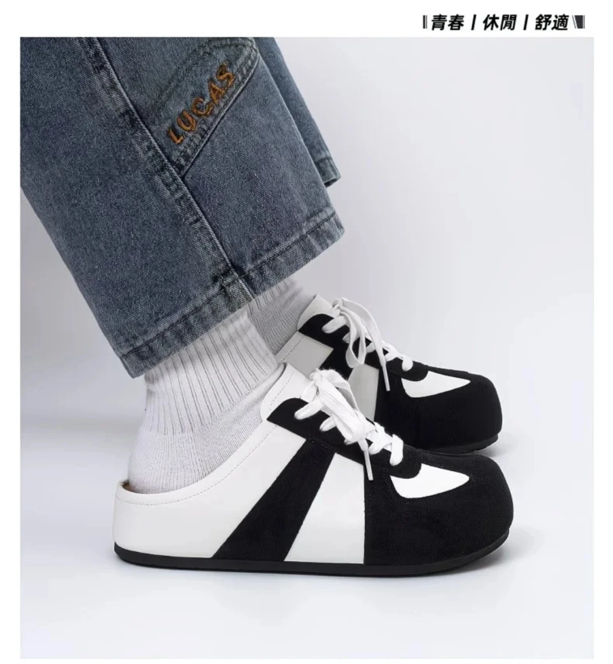2026 Spring New Men's Half Slippers Lazy Baotou Slippers Fashionable and Comfortable Boken Shoes Sports and Leisure Flat Shoes