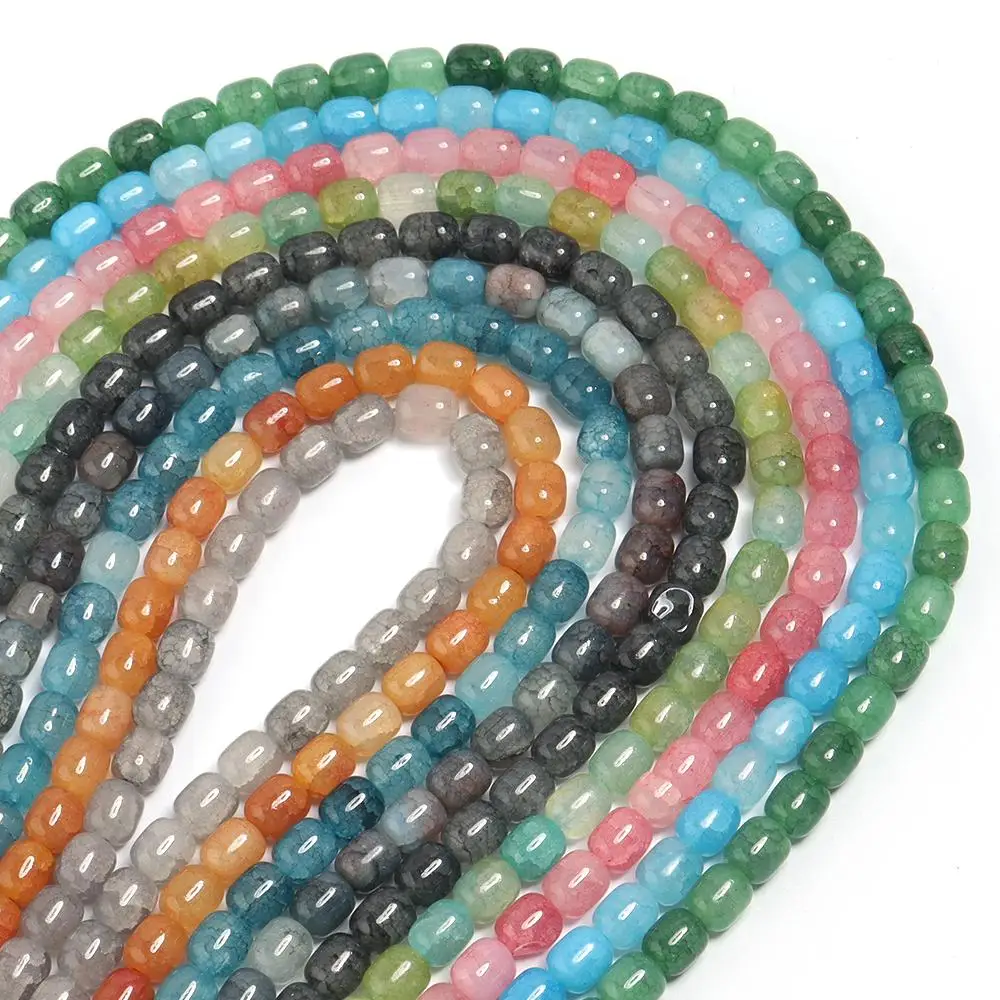 38pcs 8x10mm perles de verre florales perles de verre en forme de baril perles de séparateur lâches pour bijoux faisant bricolage bracelet collier accessoires