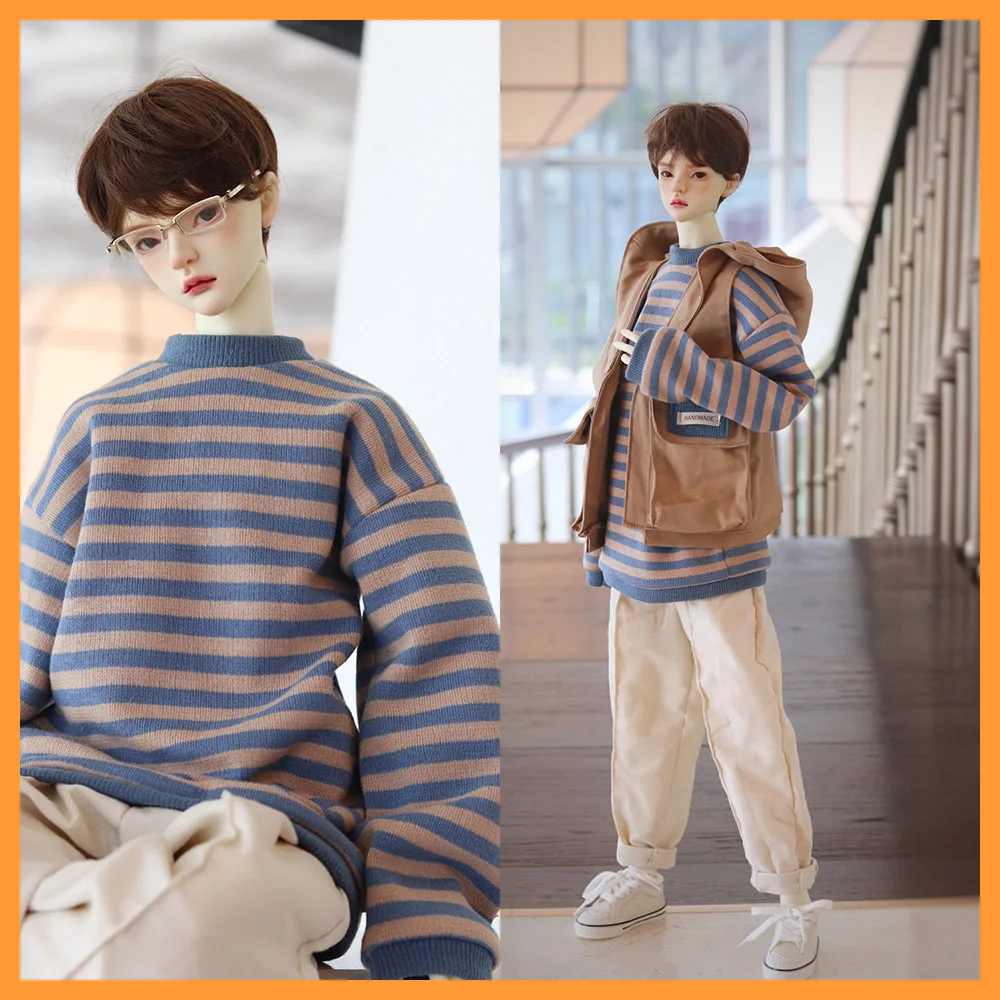 

[High Quality] 1/3 Doll Casual Versatile Hooded Vest Striped Sweatshirt Pants For BJD Uncle Body For Fans DIY