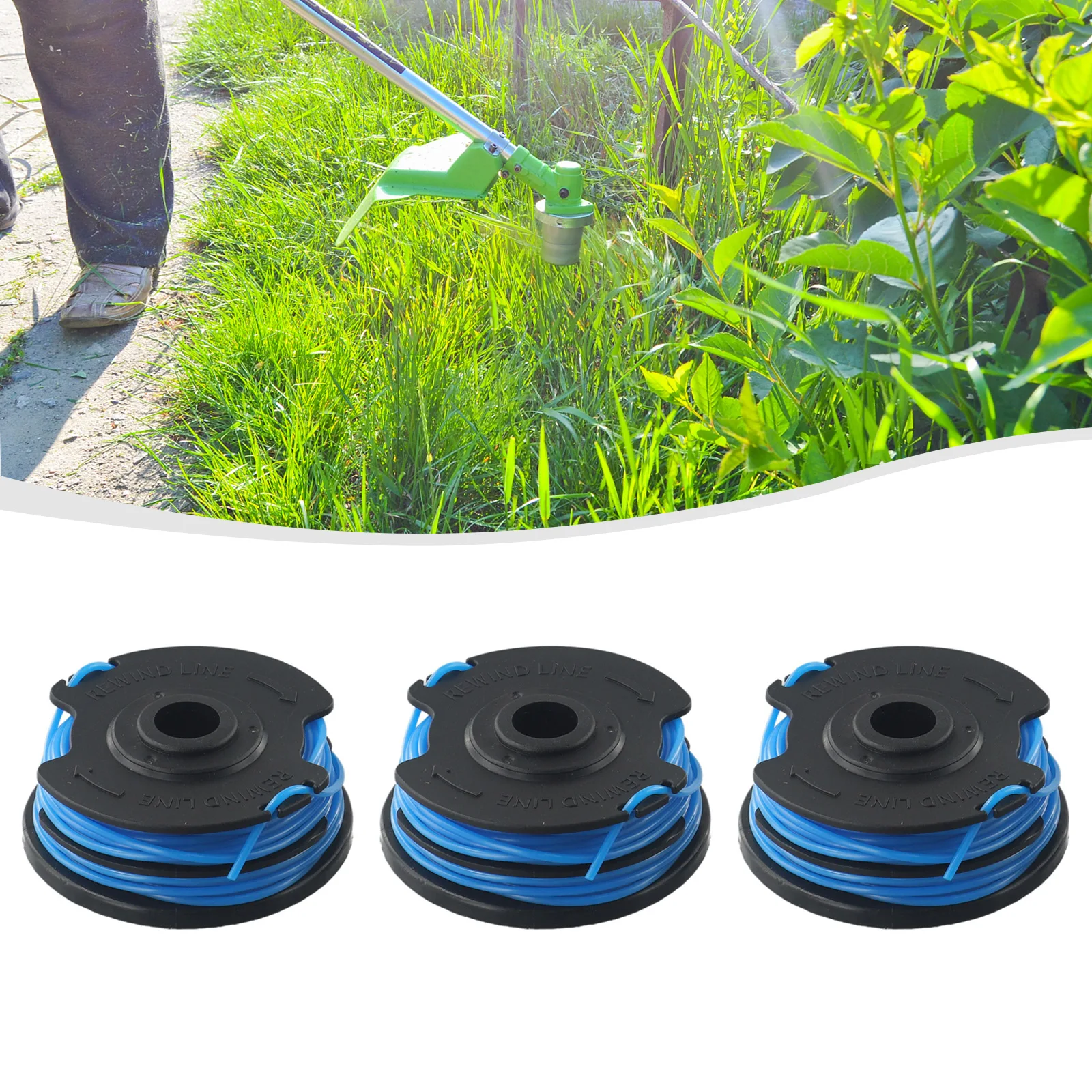 Set of 3 Trimmer Spools for WOLF For GT840 For GT850 For GT For F10 2013 9306821 0.6mm Double Line 2x5 Meters per Reel