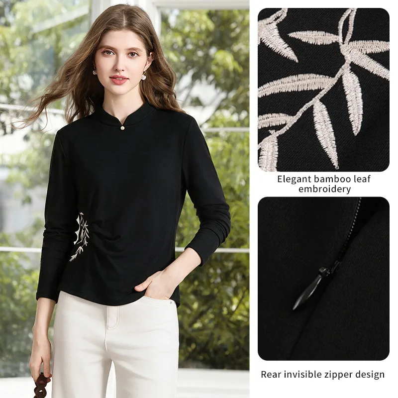 I BELIEVE YOU Women's Long Sleeve Tops Chinese Embroidered Slim Fit T-shirt 2026 Autumn Winter Elegant Daily Clothes 2264016432