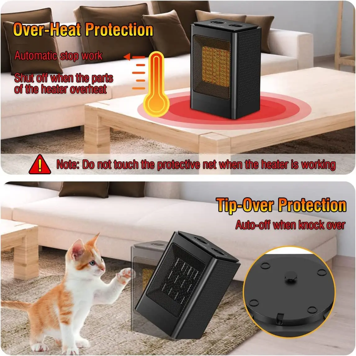 STLF تصميم مخصص لتدفئة الهواء المنزل الدائمة الميكانيكية زر سخان مروحة كهربائية قابلة للاهتزاز #5