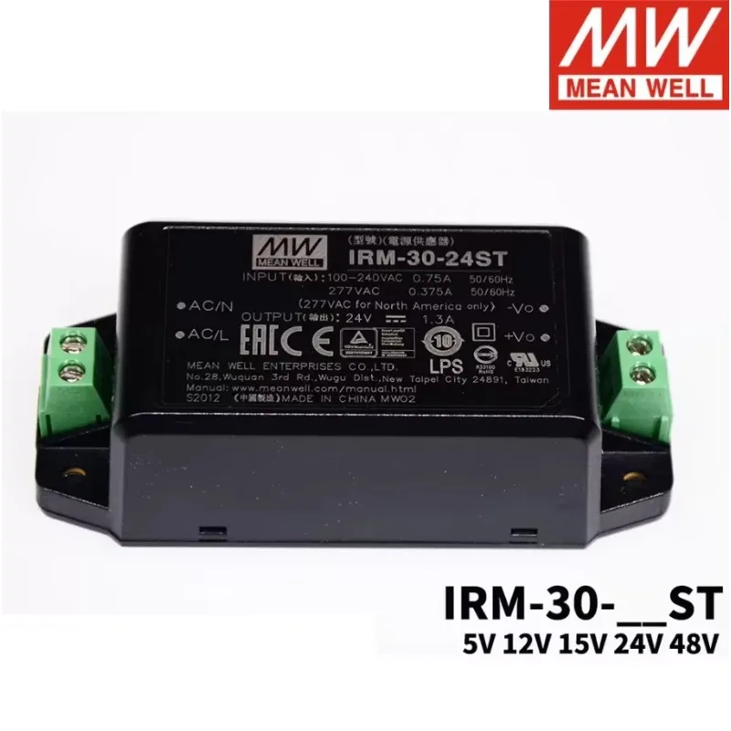 

MEAN WELL IRM-30-5ST IRM-30-12ST IRM-30-15ST IRM-30-24ST IRM-30-48ST Модуль с одним выходом, источник питания, винтовая клемма