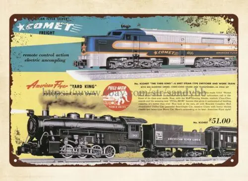 American Flyer Trains 1955 A.C. Gilbert Catalog metal tin sign full color plaque