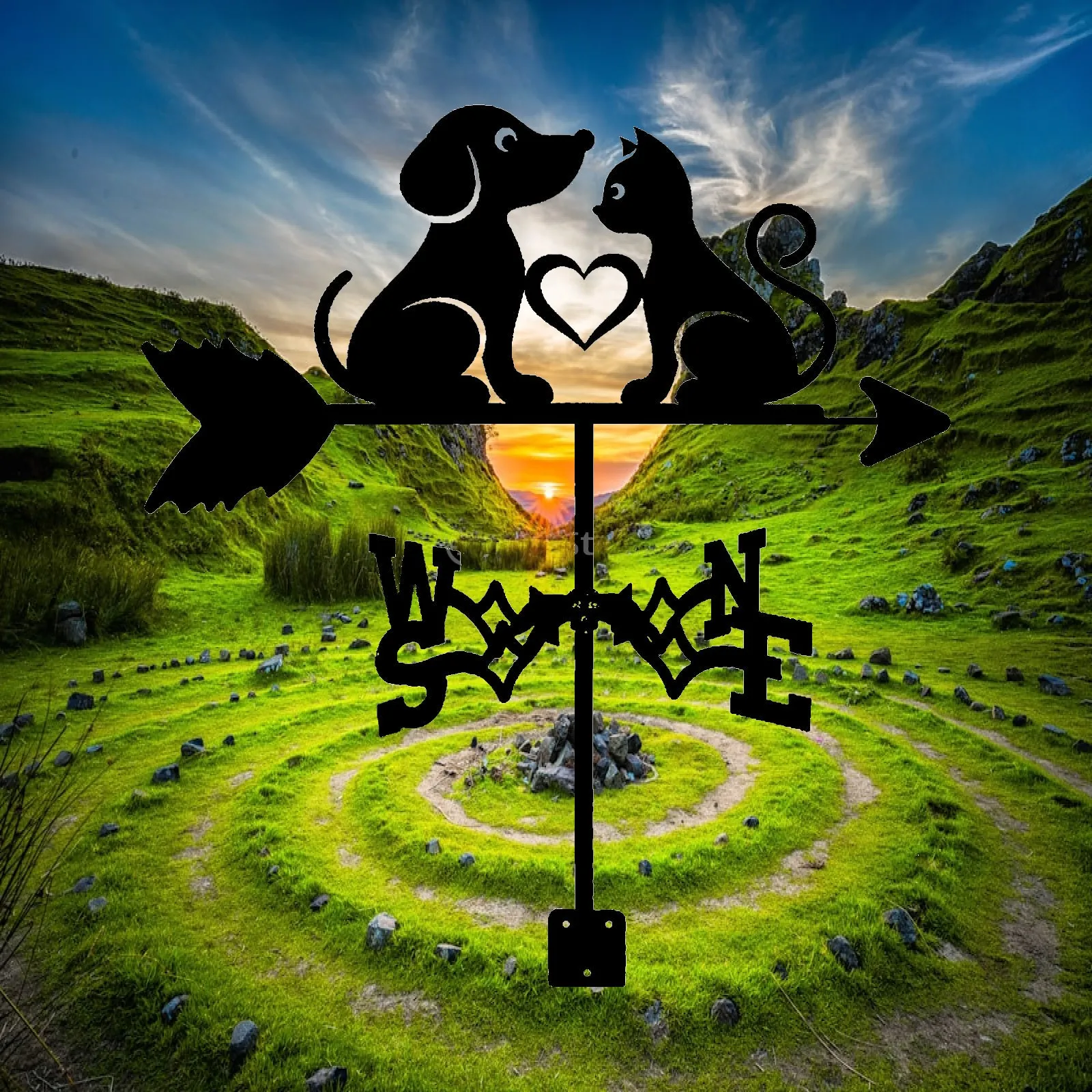 Wind Direction Indicator Iron Garden Art Decor Decorative Weather Vane