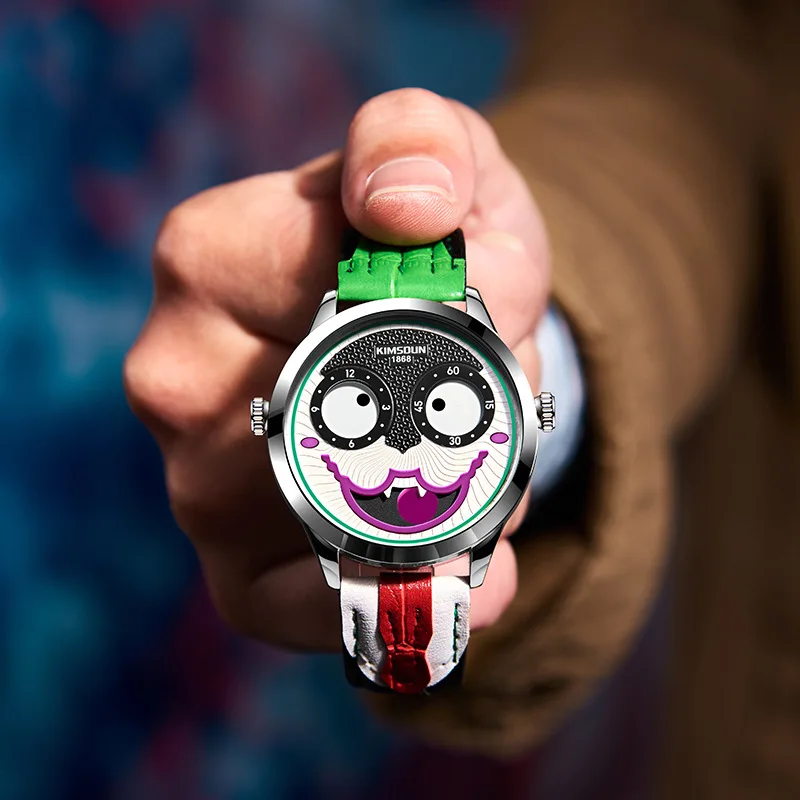 Nuevo reloj de pulsera de cuarzo para hombre, estilo payaso, moderno, sin manecillas, para jóvenes, regalo de graduación, regalo de cumpleaños, elegante reloj deportivo.