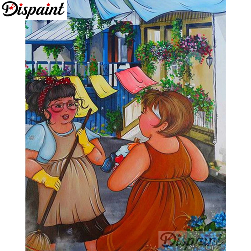 

Dispaint Full Square/Round Drill 5D DIY Diamond Painting "Fat woman" Embroidery Cross Stitch 3D Home Decor A06072