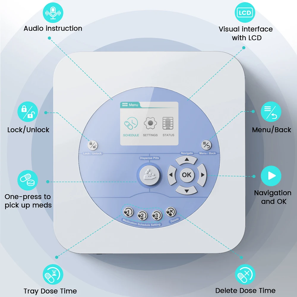 2-trays Smart Pill Organizer 28 Day Automatic Pill Dispenser For Elderly Timed Dosing And APP Alerts For Daily Medication