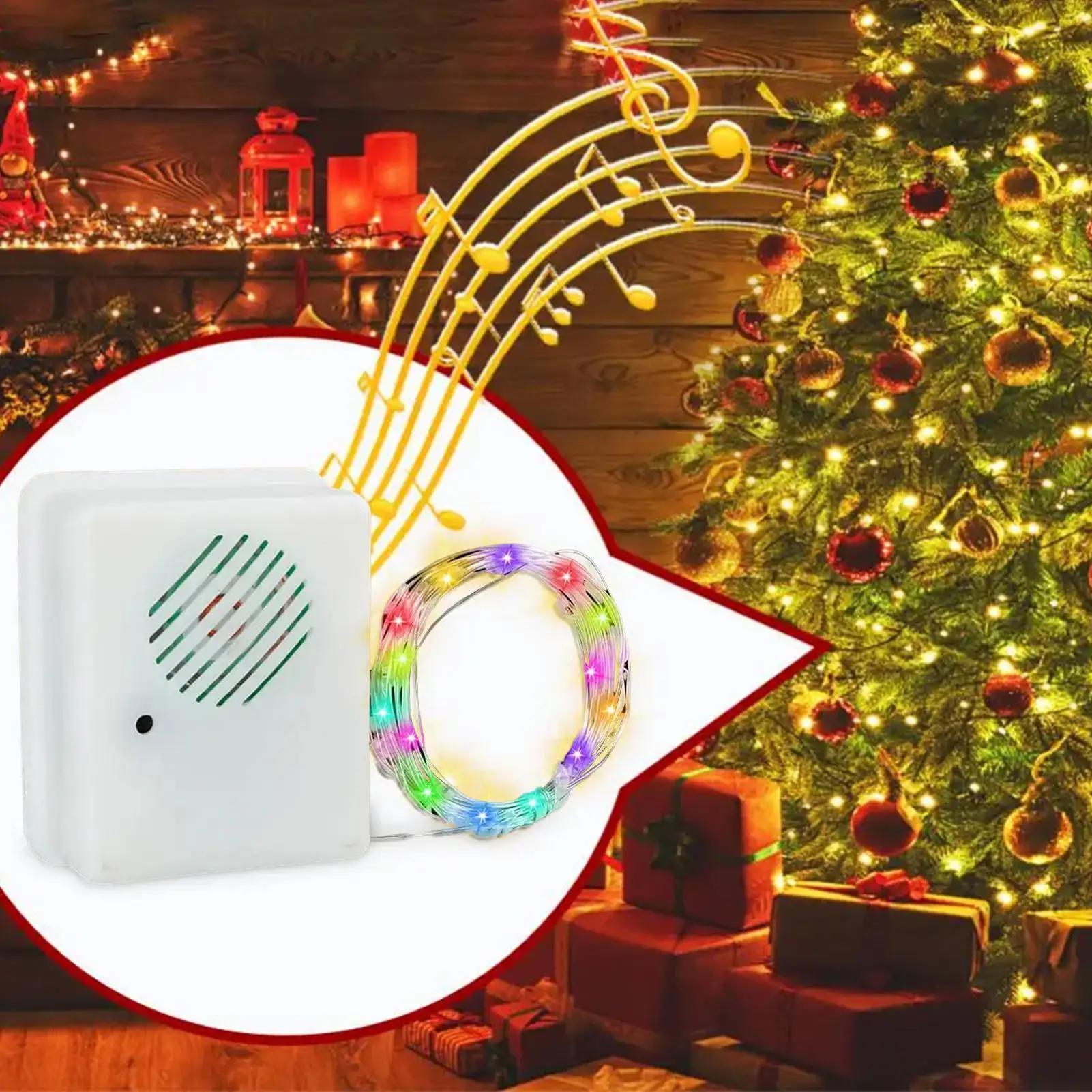 أضواء LED الجنية 32.8Ft زينة عيد الميلاد سلسلة أضواء داخلي الموسيقى الاستشعار زينة الحفلات لغرفة المعيشة ساحة داخلي #4