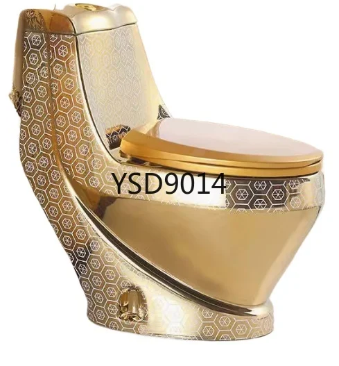 OVS wholesale Modern Ceramic Piss Wwc Peeping Water Closet Golden Dragon Gold Color One Piece Toilet Bowl Factory Price