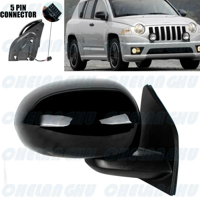 

Right Side 5 Pins Black Heated Power Adjust Mirror Assembly For Jeep Compass 2007 2008 2009 2010 2011 2012 2013 2014 2015 2016