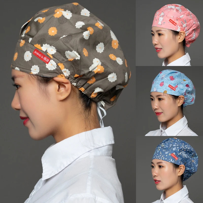 

New Doctor Surgical Hats Lab Dust Caps Chef Hat Adjustable Parturition Cap Chemotherapy Cap Women Spa Beauty Salon Working Hat