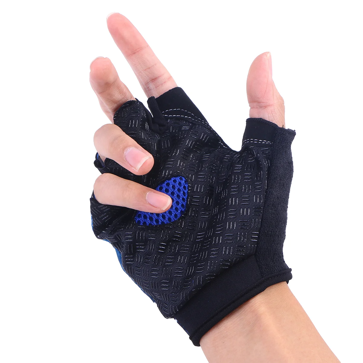 1 Pair Outdoor Sports Half Finger Gloves Non-Slip Breathable Workout Gloves for Cycling Climbing Fishing Riding Size M (Blue)