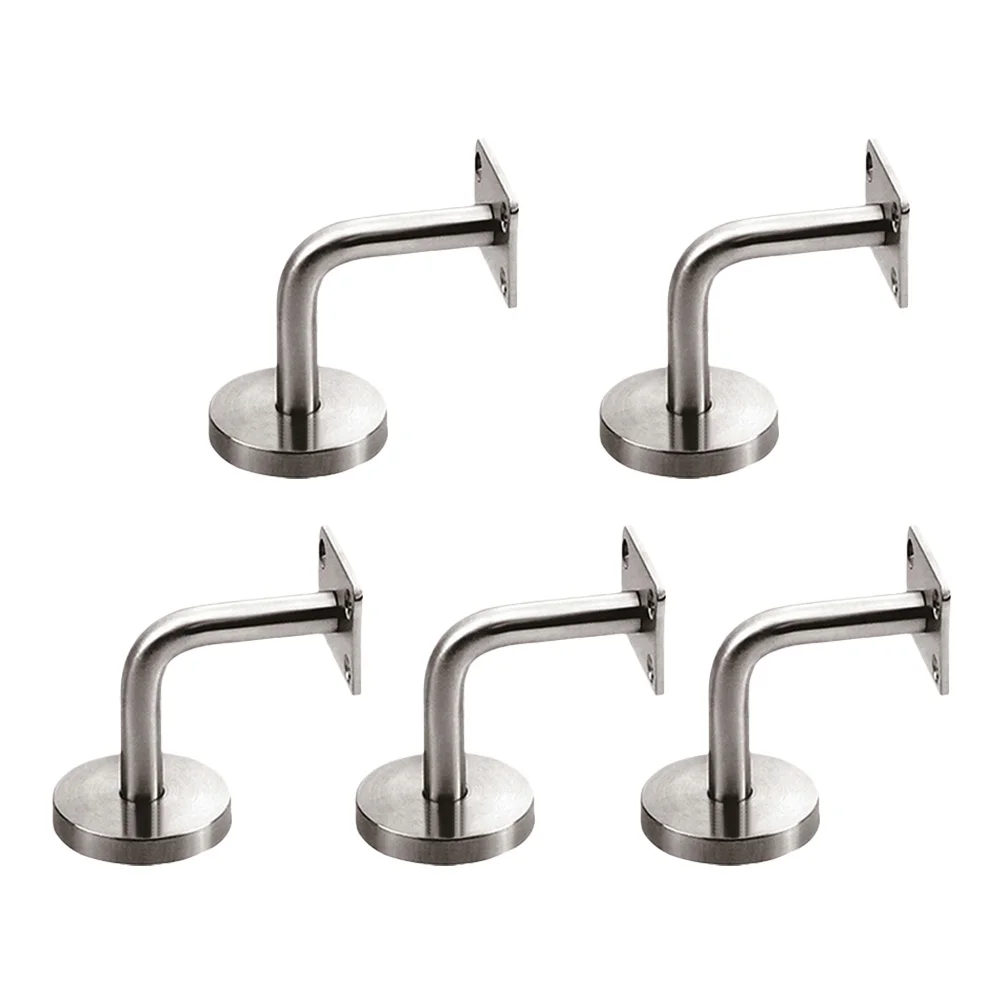 Soporte de pasamanos de acero inoxidable, soporte montado en la pared para baño, pasillo, gimnasio, fijación de riel, Hardware de construcción, 5 uds.