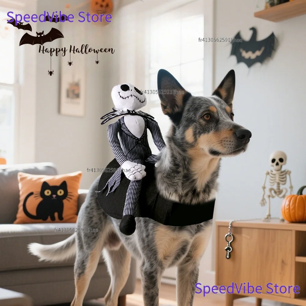 Kreatives Reitkostüm für Haustiere zu Halloween, einzigartiges Design, lustige Cosplay-Party-Festival-Kleidung für kleine und mittelgroße Hunde und Katzen