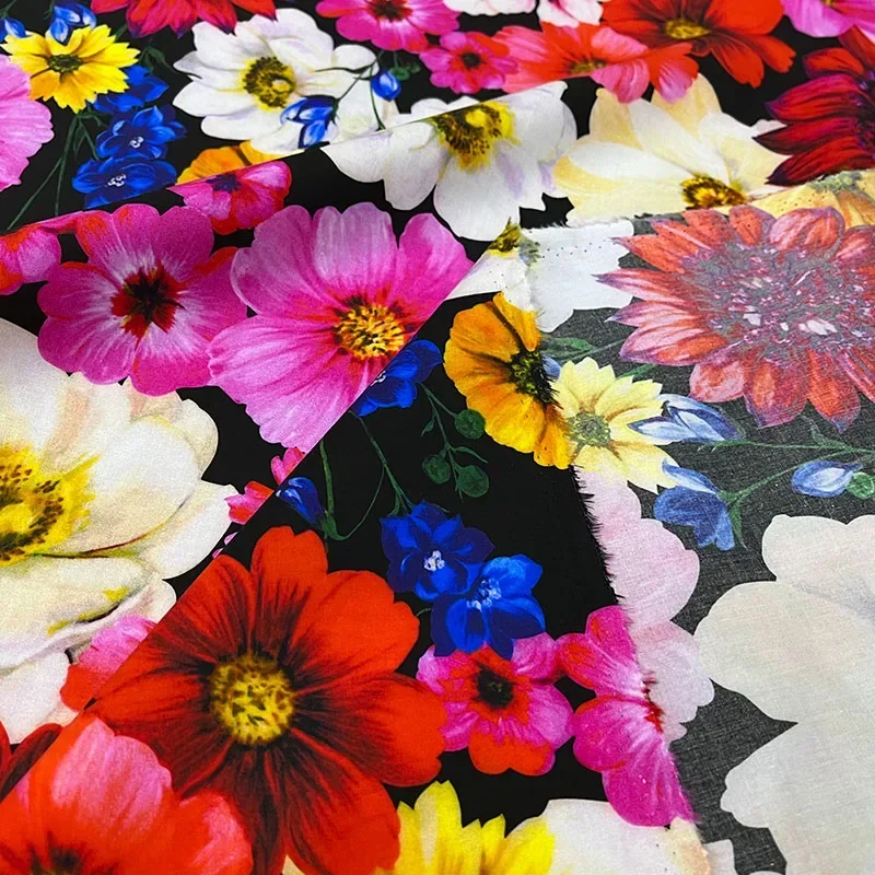 Natural Cotton Poplin Fabric Italian Brand Fashion Design Print Soft Polyester Stretch Satin Fabrics Cloth Per Meter Diy Sewing