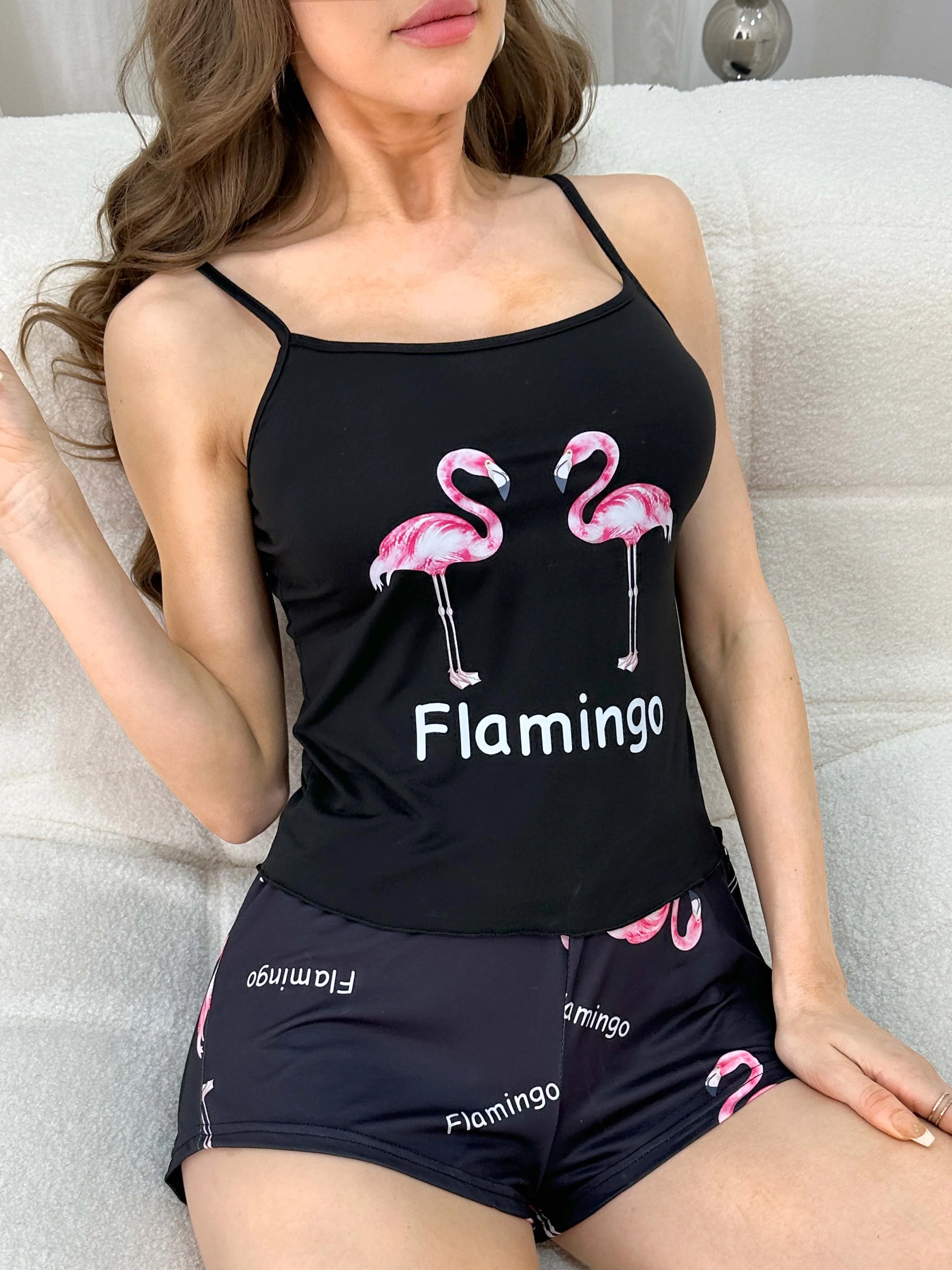 Women\'s Sleepwear Lounge Wear Cami Top and Shorts Set Ladies and Girl\'s Summer Sleepwear Strap Top with Short Pants for Women