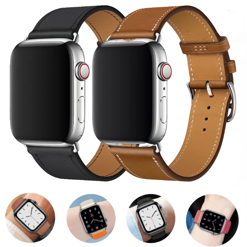 

Premium Leather Strap for Apple Watch Band Ultra 49mm Bracelet Belt IWatch 8 7 45mm 41mm 6 5 4 3 SE 44mm 42mm 40mm 38mm Correa