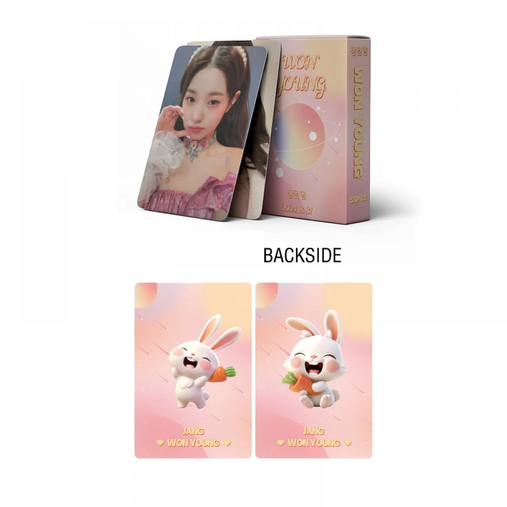 55Pcs/Set KPOP Wonyoung Boxed Two Sides Lomo Cards Fashion Ins Magazine Concert Stage Selfie Photocards Fans Collection Gifts