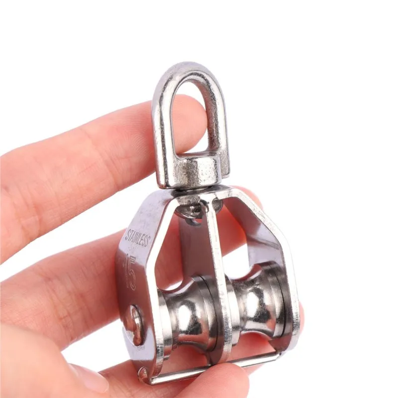 Stainless Steel Pulley M15/M25 Single/Double Wheel Swivel Lifting Rope Pulley Set Wire Rope Crane Pulley Lifting Wheel Tools