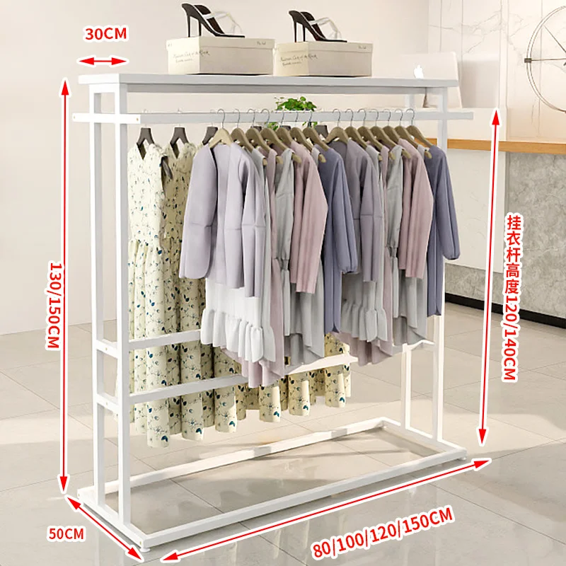Custom. [Multiple Options] Floor Vertical Display Rack Clothes Hanger Bedroom Simple Men and Women Clothes Hanger Double Row