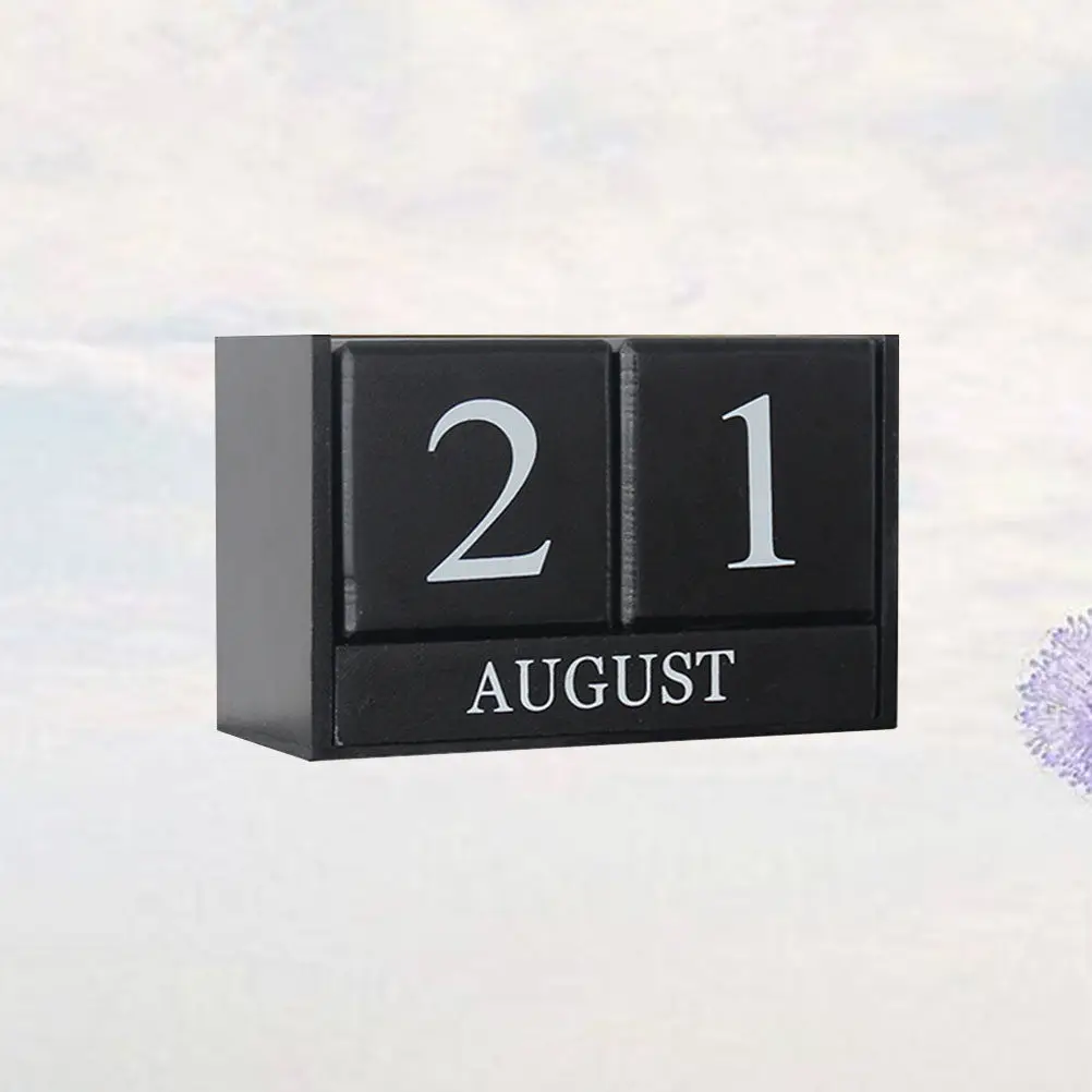 

Wooden Desktop Manual Calendar Creative Black Natural Wood Office Decoration Table Home Ornament Wood Calendar