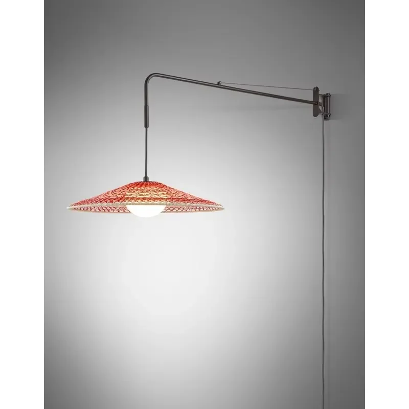 Nordic Simple LED Wall Lamp with Long Telescopic Rod Iron Body E26 Base Crystal Decor for Living Room Bedroom Home Lighting