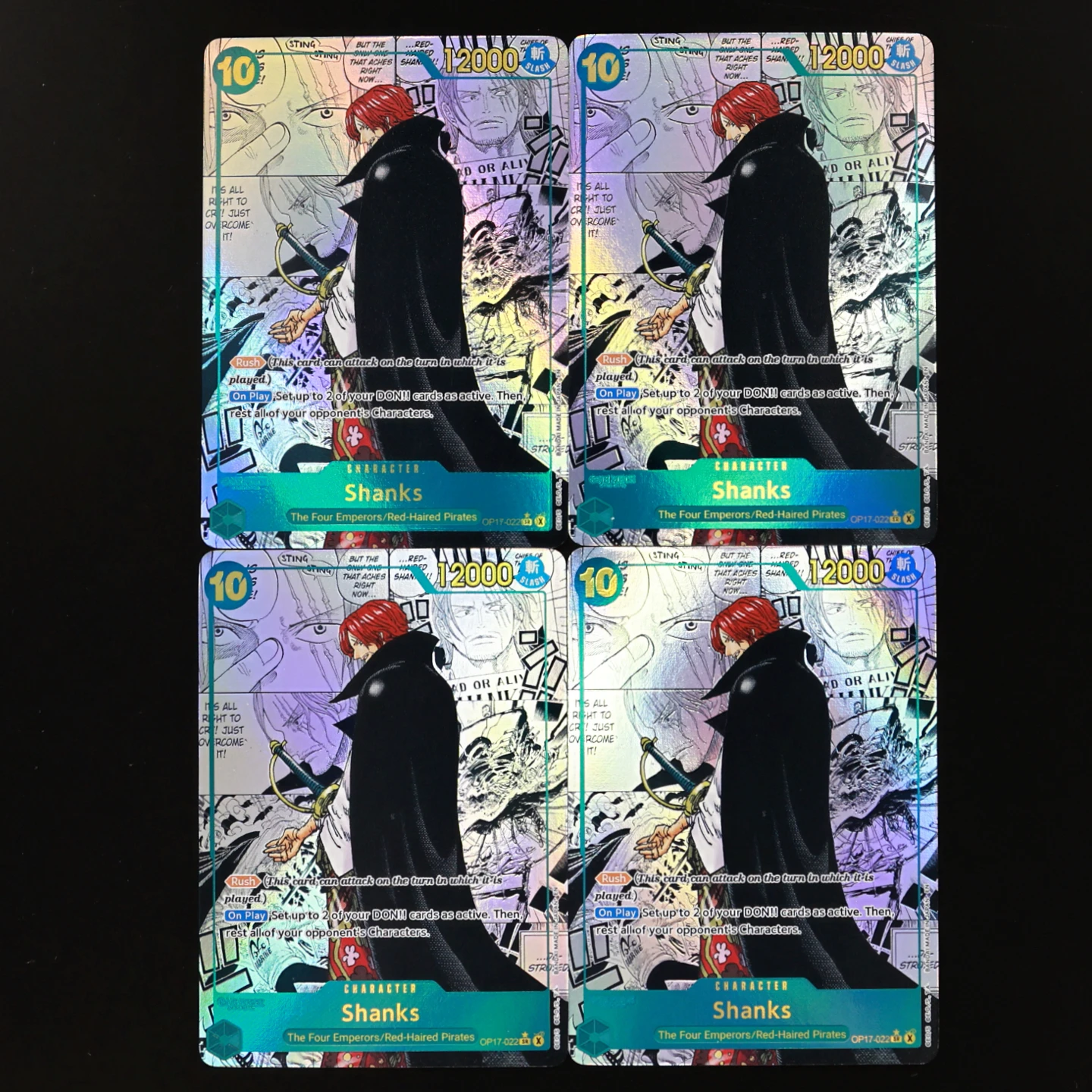 One Piece TCG OPCG Englisch OP17 Manga-Kartenset OP17-022 Shanks OP17-005 Newgate OP17-062 Kaido OP17-112 Linlin Textur-Folienkarte