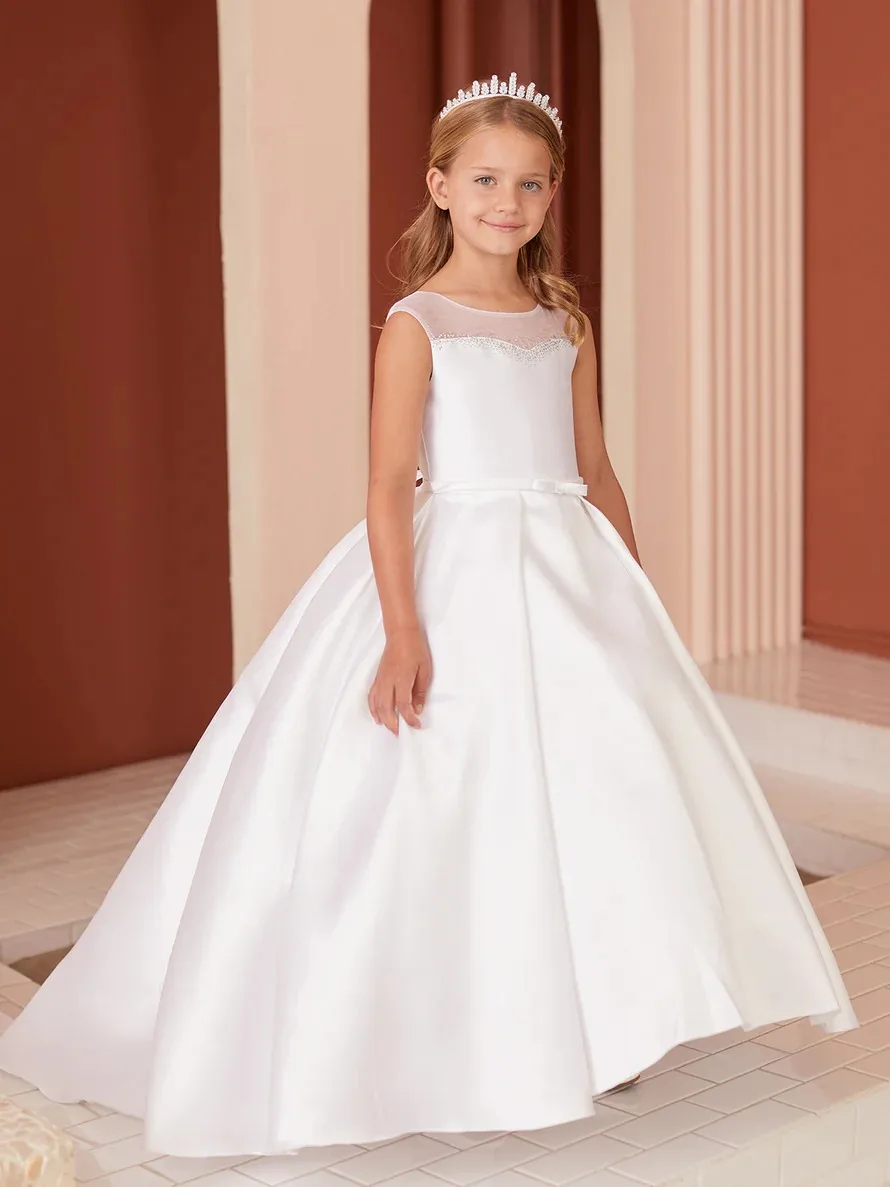 Girls' wedding dresses, lotus leaf sleeve dresses, mesh princess dresses, wedding banquets, party performances communion dresses