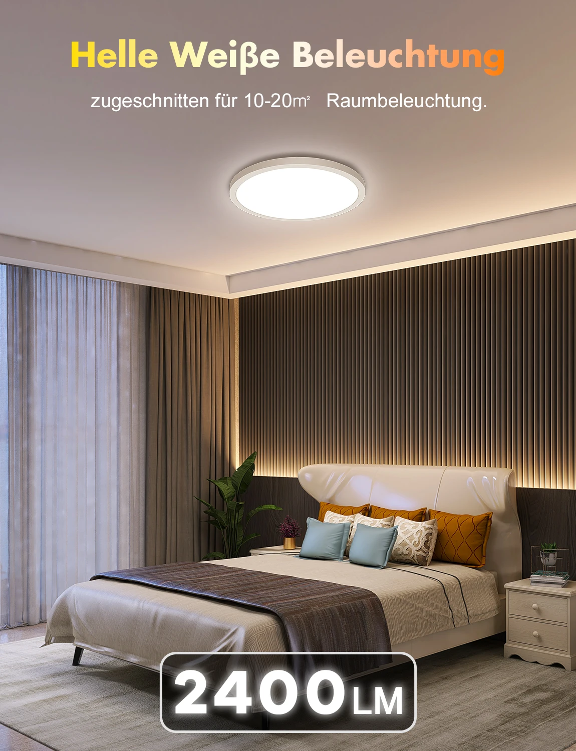 Bild 7: 24W Smart LED-Deckenleuchte Alexa-kompatibel, RGB Dimmbare Lampe mit Fernbedienung, 16 Millionen Farben IP54 für Schlafzimmer Wohnzimmer Küche