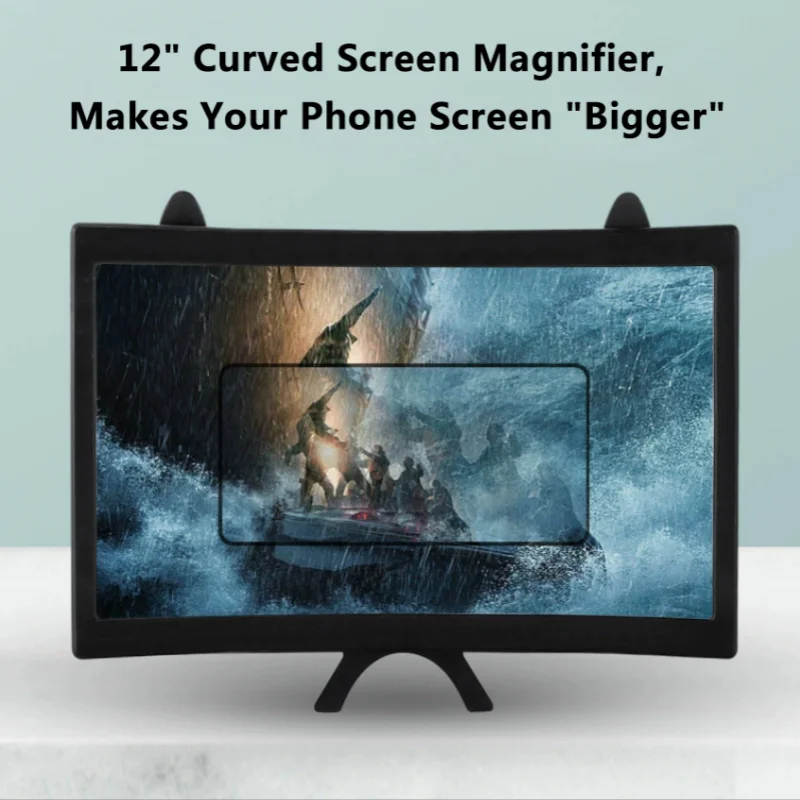 12 Inch Magnifying Glass High-definition Movie Screen Magnifying and Curved Design Amplifier Phone Holder