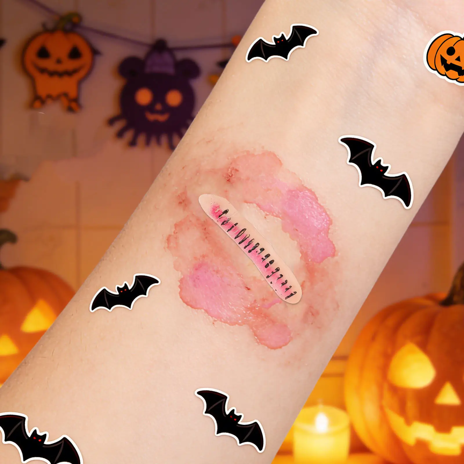 Halloween Realistic Wound Stickers with Blood Effect – Temporary PVC Body Tattoos for Costume Party Decor